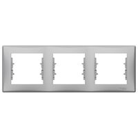 Rama Schneider Electric Sedna SDN5800560, 3 posturi, orizontala, aluminiu, pentru priza / intrerupator