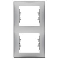 Rama Schneider Electric Sedna SDN5801160, 2 posturi, verticala, aluminiu, pentru priza / intrerupator