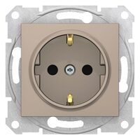 Priza simpla Schneider Electric Sedna SDN3000168, impamantare laterala, fara rama, titan