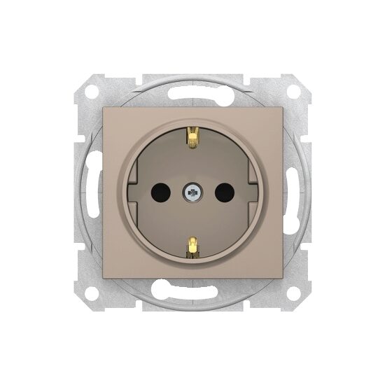 Priza simpla Schneider Electric Sedna SDN3000168, impamantare laterala, fara rama, titan