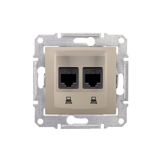Priza dubla RJ45 Schneider Electric Sedna SDN4800168 Cat.6 UTP, fara rama, titan