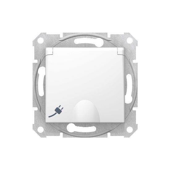 Priza simpla Schneider Electric Sedna SDN3100121, incastrata, cu capac, contact de protectie, alba