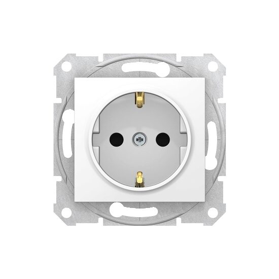 Priza simpla Schneider Electric Sedna SDN3000121, incastrata, contact de protectie, alba