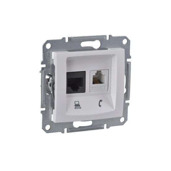 Priza telefon si date RJ11+RJ45 Alba, cat. 5e, UTP, SEDNA Schneider Electric, SDN5100121